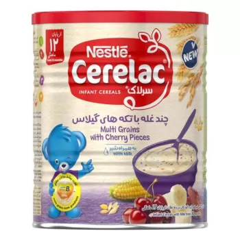 سرلاک چند غله با تکه های گیلاس به همراه شیر Cerelac Wheat and Date Pieces with Milk